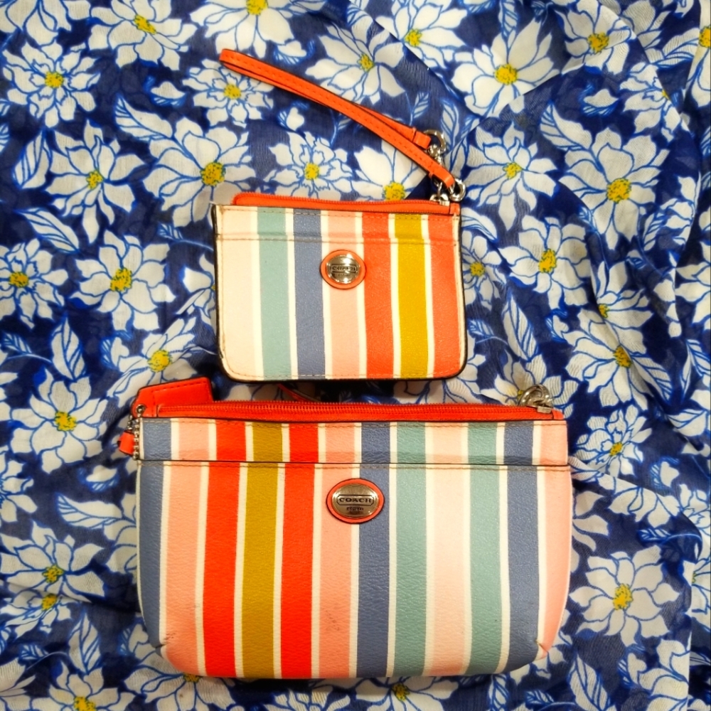 Adorable bright Coach wristlet and card holder